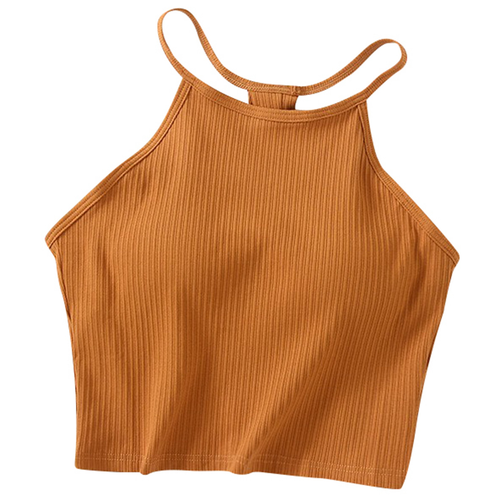 thumbnail image 1 of Camiseta sin mangas con hombreras de color liso para mujer - Sujetador de algodón con tirantes finos y cuello colgante, tallas S-XL, 1 of 3